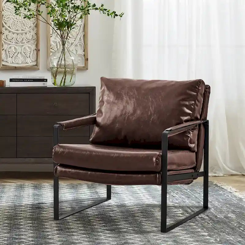 Fauteuil Art Leon moderne en similicuir avec structure en acier