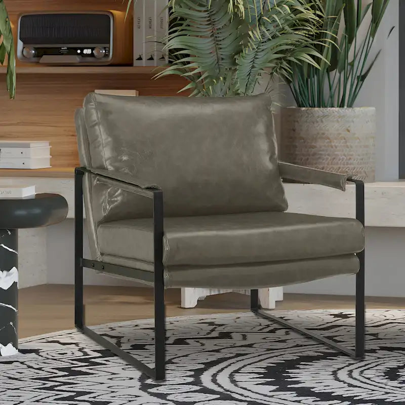 Fauteuil Art Leon moderne en similicuir avec structure en acier