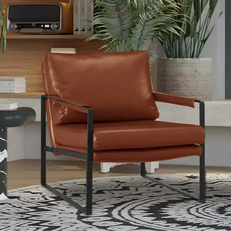 Fauteuil Art Leon moderne en similicuir avec structure en acier