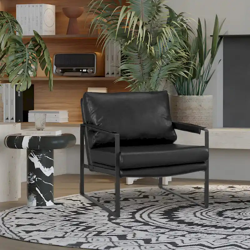 Fauteuil Art Leon moderne en similicuir avec structure en acier