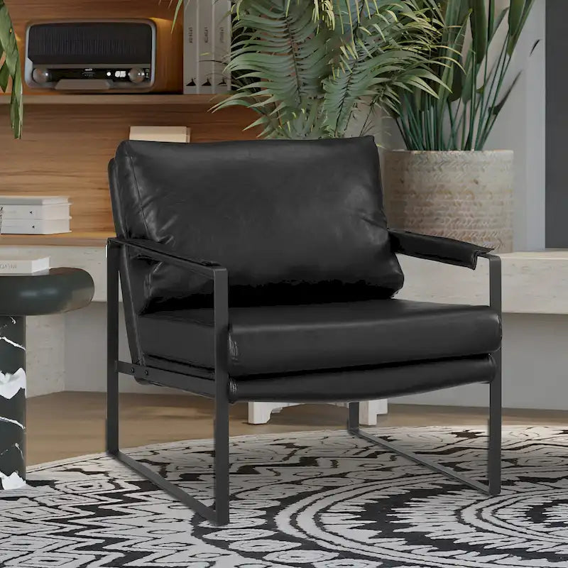 Fauteuil Art Leon moderne en similicuir avec structure en acier