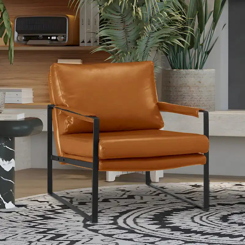 Fauteuil Art Leon moderne en similicuir avec structure en acier