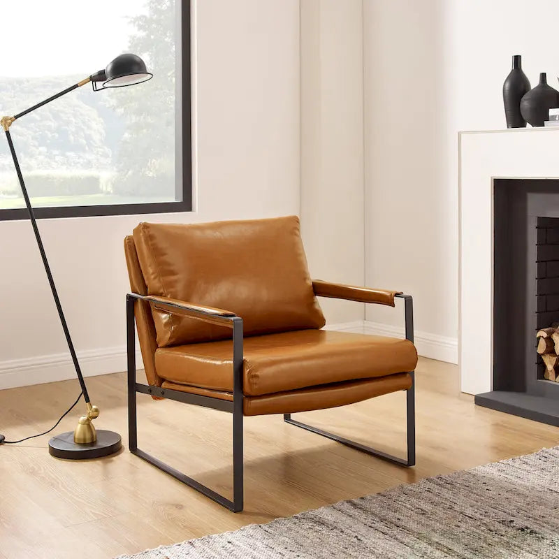 Fauteuil Art Leon moderne en similicuir avec structure en acier