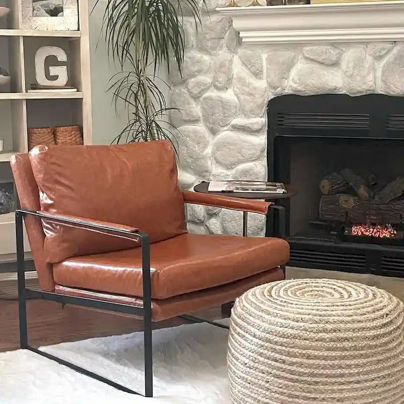 Fauteuil Art Leon moderne en similicuir avec structure en acier