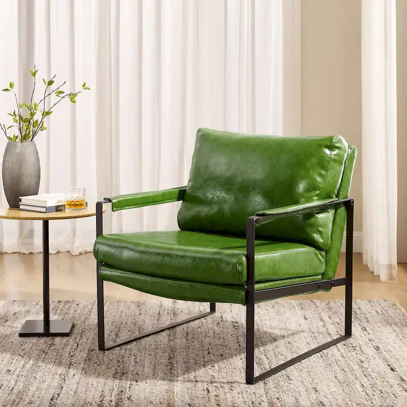 Fauteuil Art Leon moderne en similicuir avec structure en acier