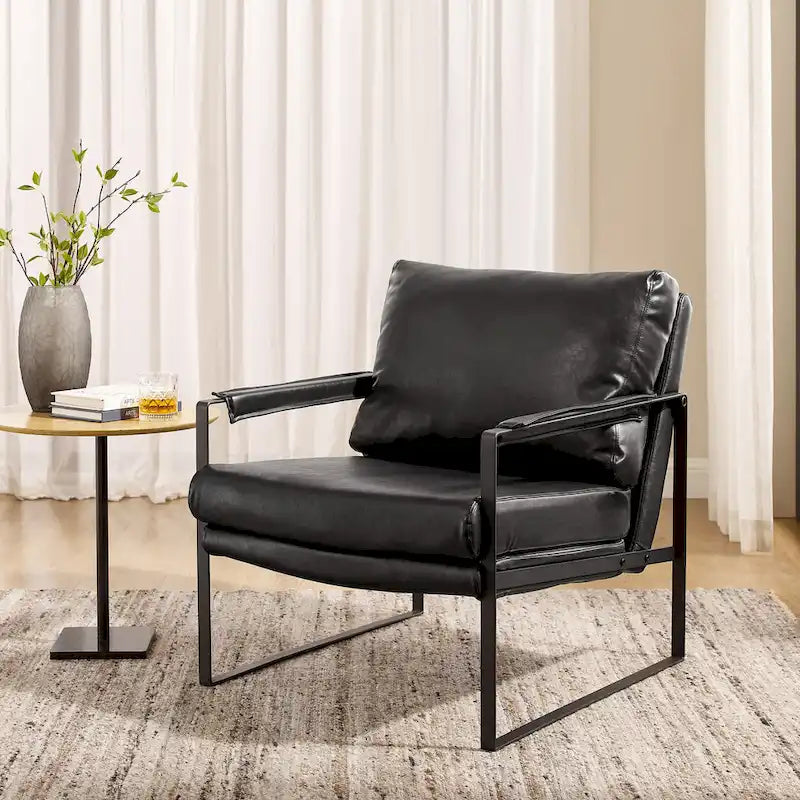 Fauteuil Art Leon moderne en similicuir avec structure en acier