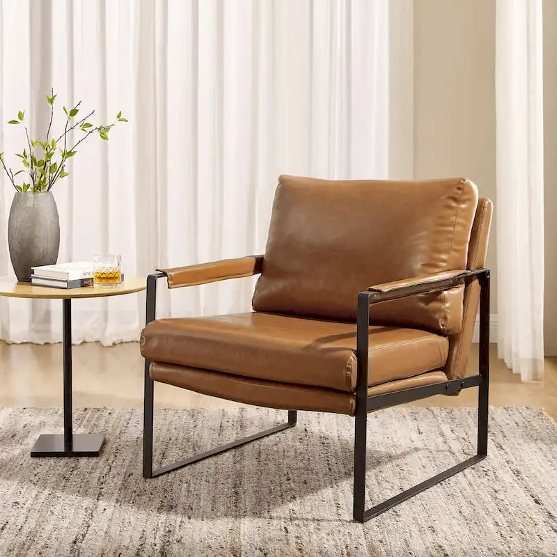 Fauteuil Art Leon moderne en similicuir avec structure en acier