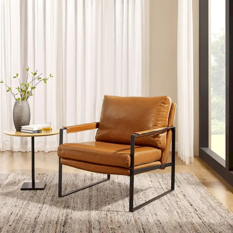 Fauteuil Art Leon moderne en similicuir avec structure en acier
