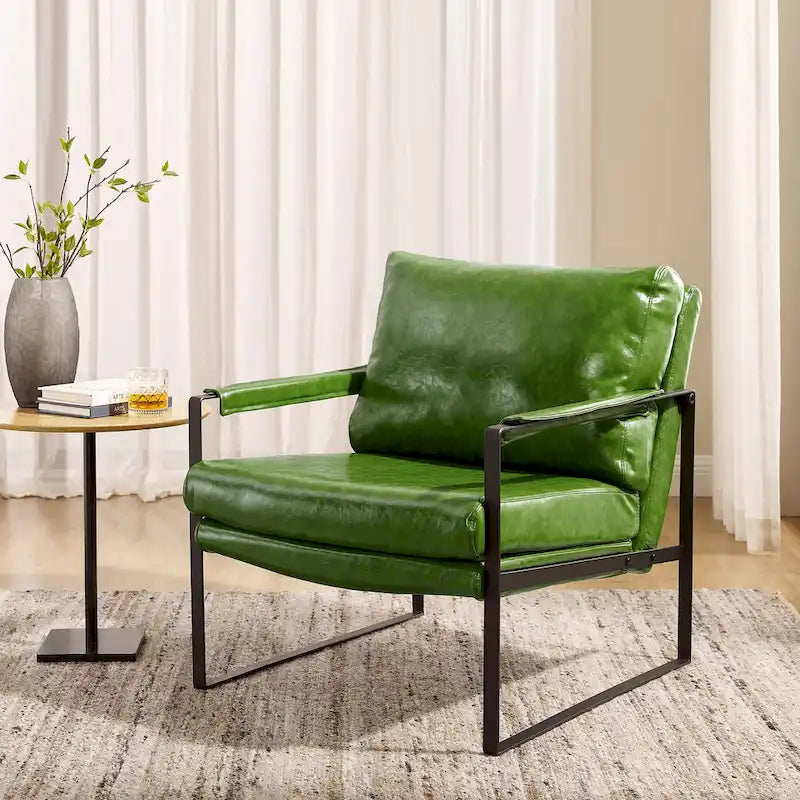 Fauteuil Art Leon moderne en similicuir avec structure en acier