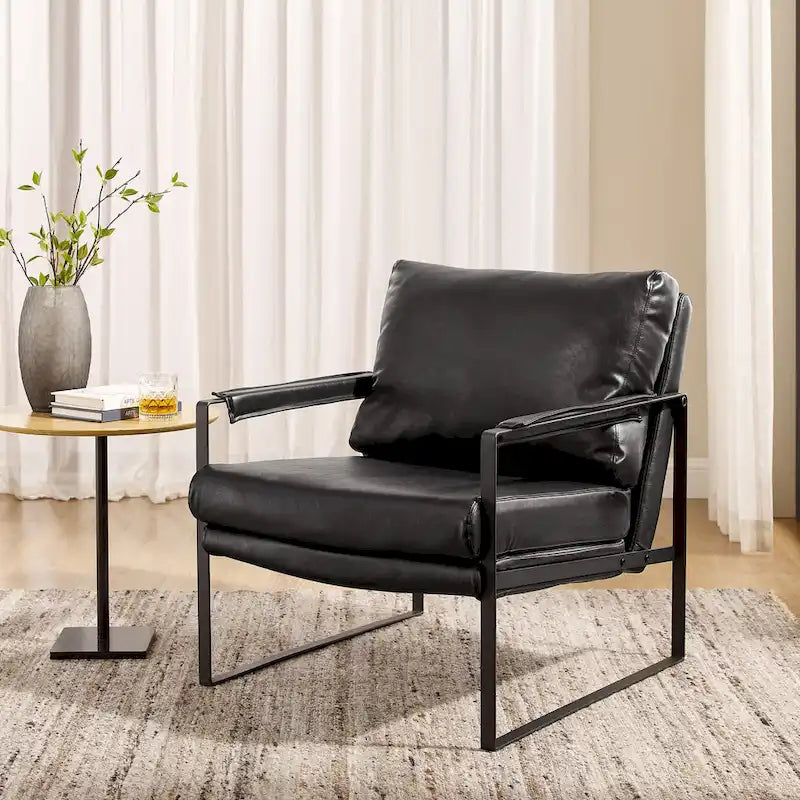 Fauteuil Art Leon moderne en similicuir avec structure en acier