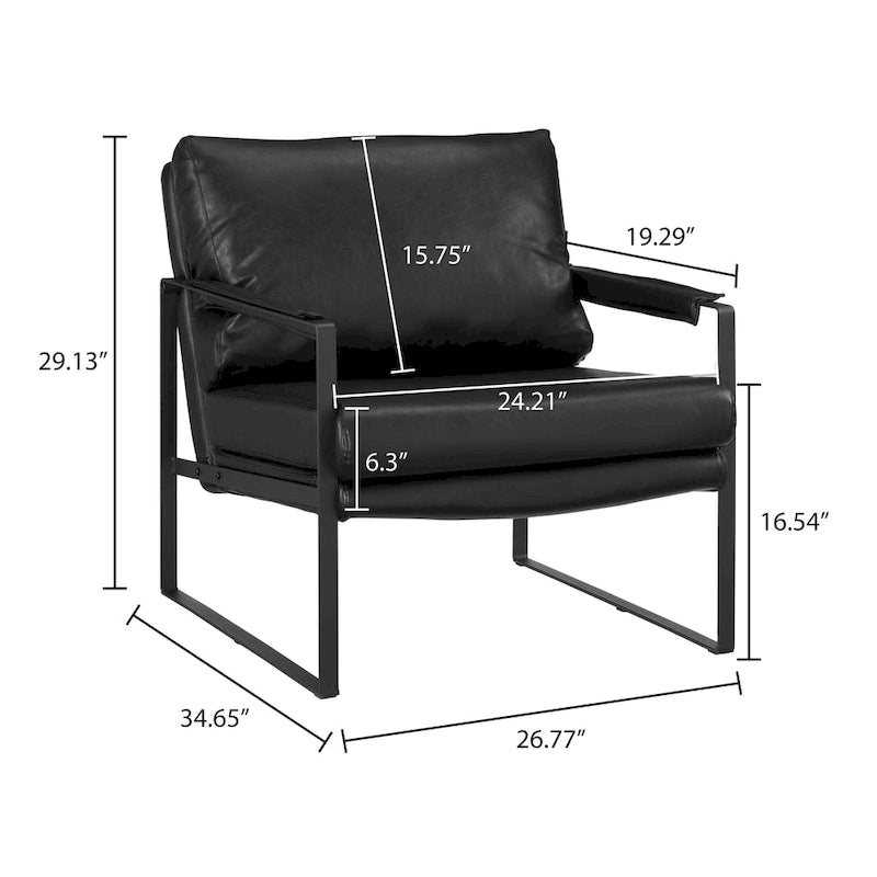 Fauteuil Art Leon moderne en similicuir avec structure en acier