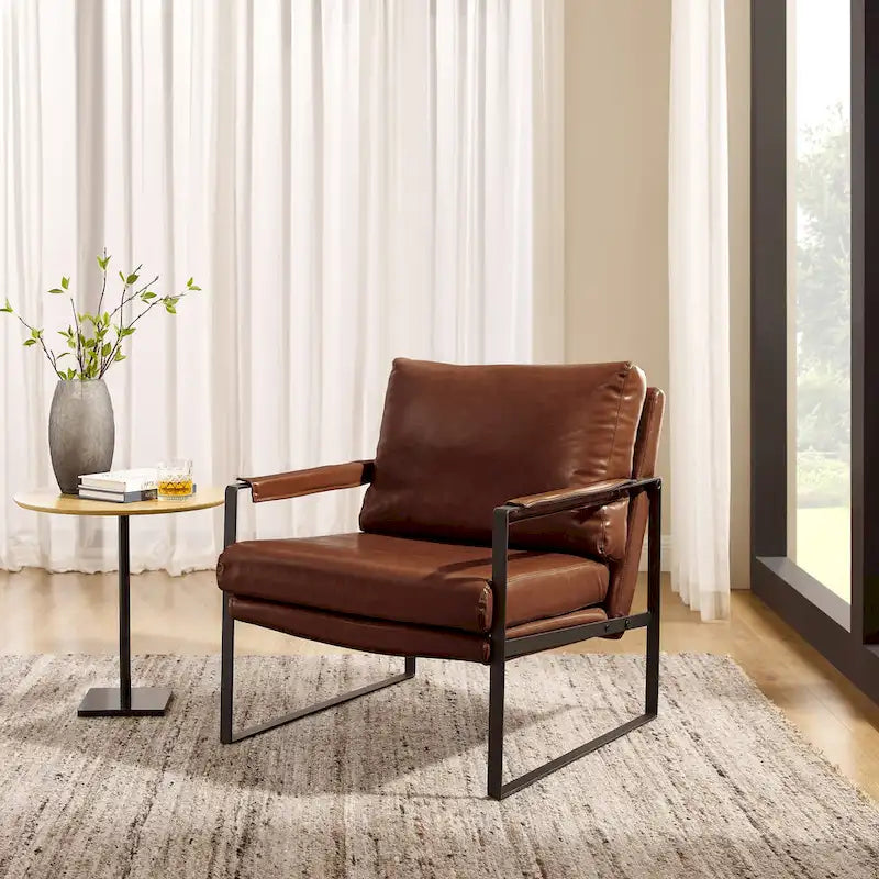 Fauteuil Art Leon moderne en similicuir avec structure en acier