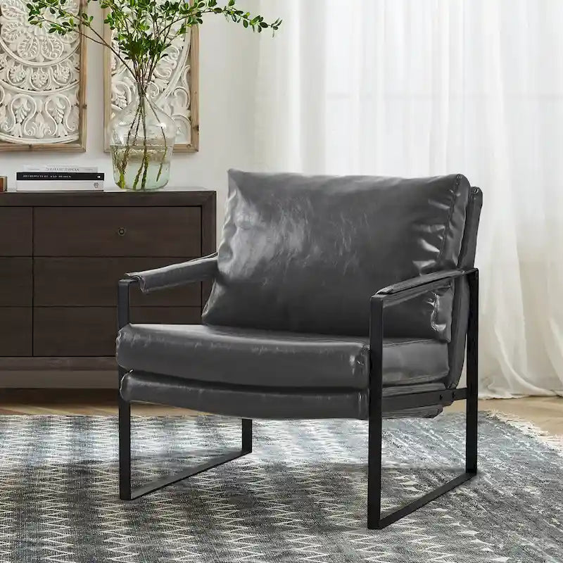 Fauteuil Art Leon moderne en similicuir avec structure en acier