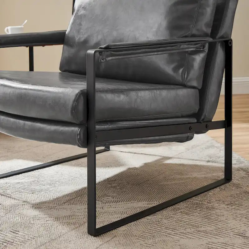 Fauteuil Art Leon moderne en similicuir avec structure en acier
