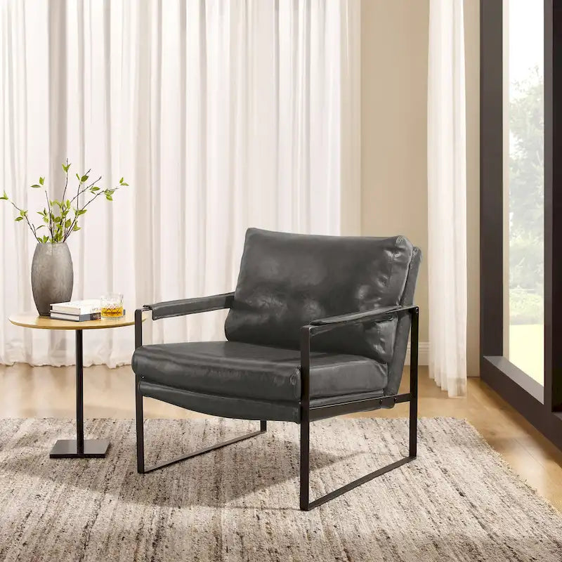Fauteuil Art Leon moderne en similicuir avec structure en acier