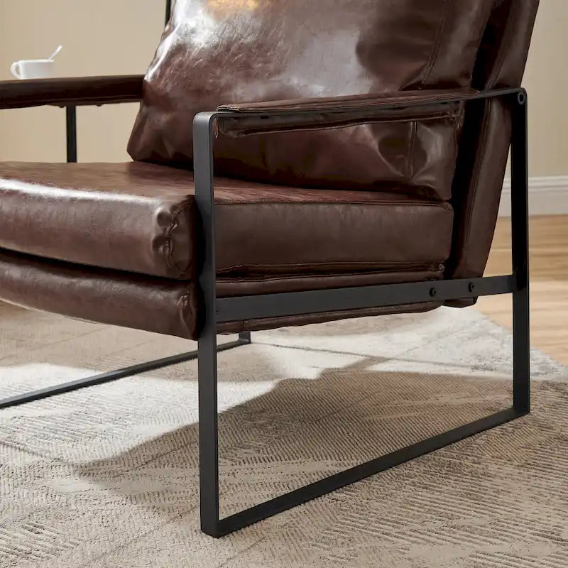 Fauteuil Art Leon moderne en similicuir avec structure en acier