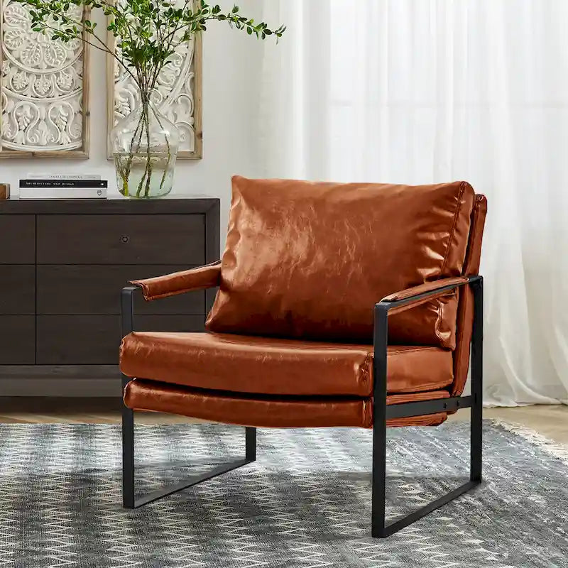 Fauteuil Art Leon moderne en similicuir avec structure en acier