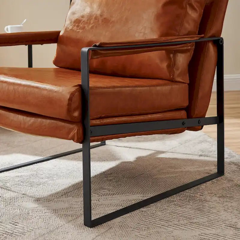 Fauteuil Art Leon moderne en similicuir avec structure en acier