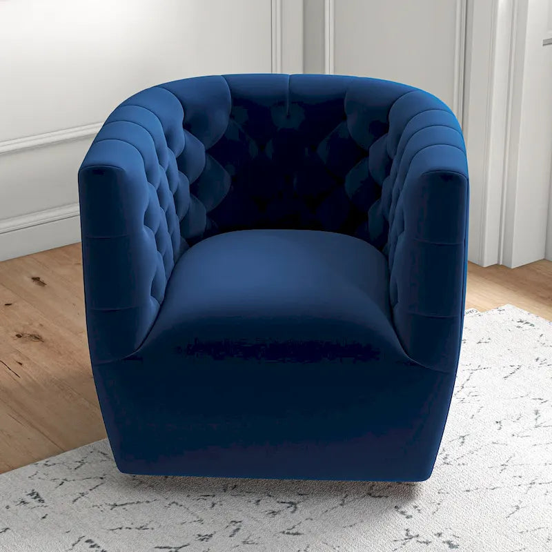 Fauteuil pivotant confortable en velours de style moderne du milieu du siècle Luxor