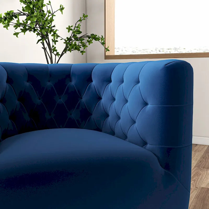 Fauteuil pivotant confortable en velours de style moderne du milieu du siècle Luxor