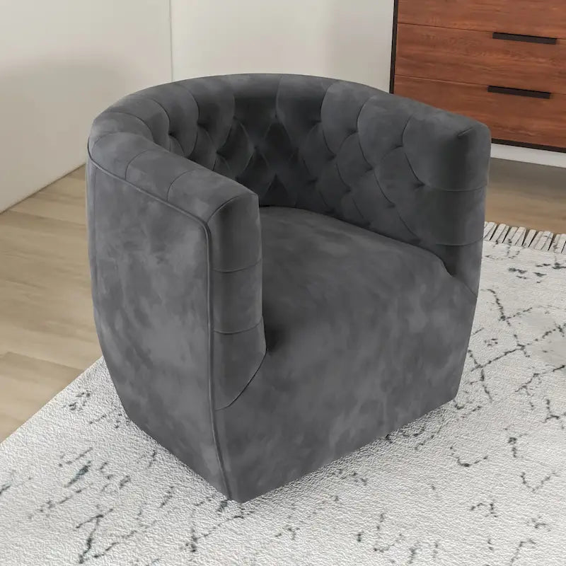 Fauteuil pivotant confortable en velours de style moderne du milieu du siècle Luxor