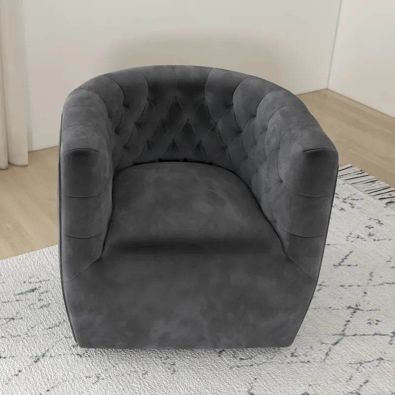 Fauteuil pivotant confortable en velours de style moderne du milieu du siècle Luxor