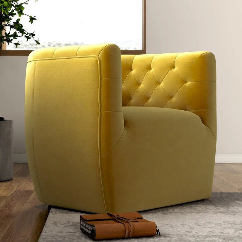 Fauteuil pivotant confortable en velours de style moderne du milieu du siècle Luxor