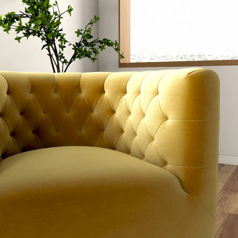 Fauteuil pivotant confortable en velours de style moderne du milieu du siècle Luxor