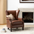 Fauteuil traditionnel Xaver en cuir véritable avec pieds en bois massif par HULALA HOME