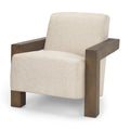 Fauteuil d'appoint Sovereign en tissu beige avec structure en bois massif brun foncé