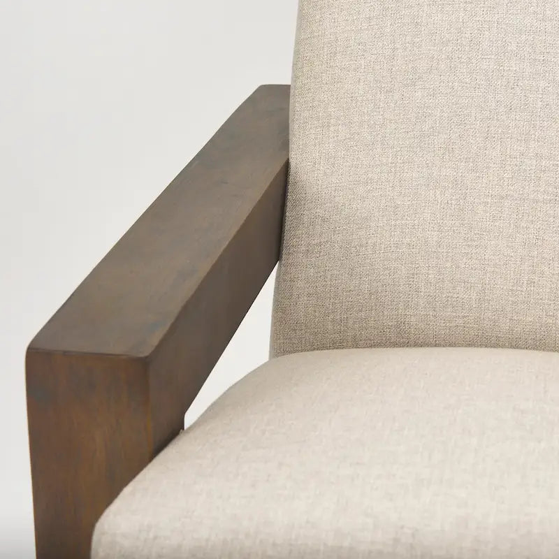 Fauteuil d'appoint Sovereign en tissu beige avec structure en bois massif brun foncé