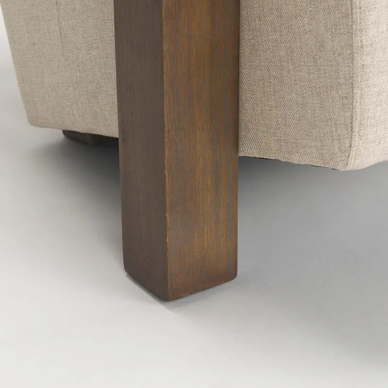 Fauteuil d'appoint Sovereign en tissu beige avec structure en bois massif brun foncé