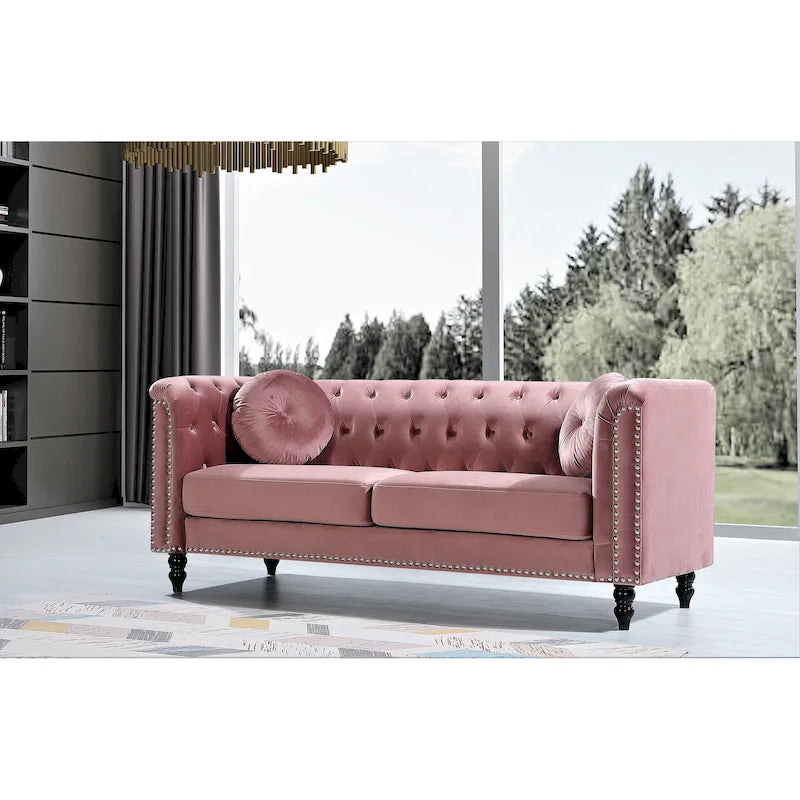 Canapé Chesterfield US Pride Vivian Classic Velvet Kittleson à clous décoratifs