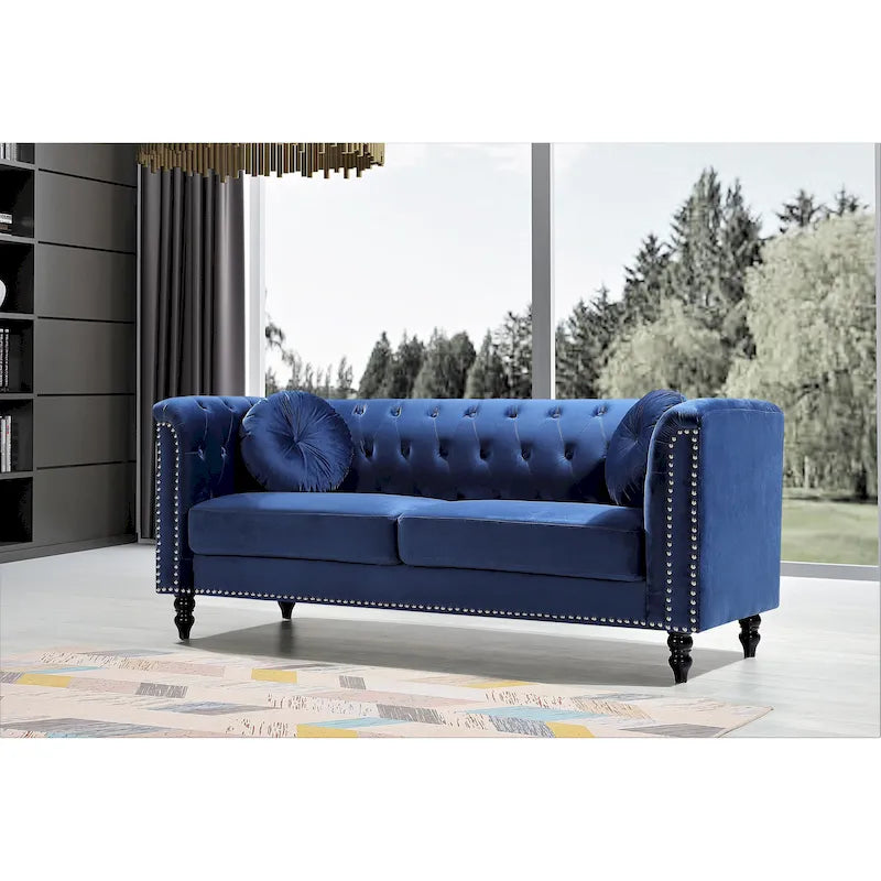 Canapé Chesterfield US Pride Vivian Classic Velvet Kittleson à clous décoratifs