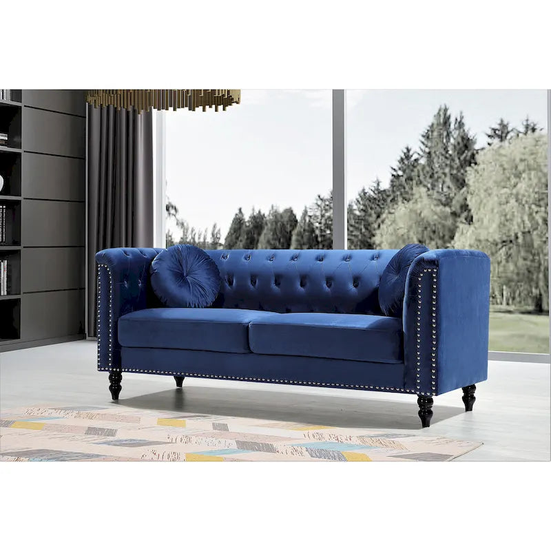 Canapé Chesterfield US Pride Vivian Classic Velvet Kittleson à clous décoratifs
