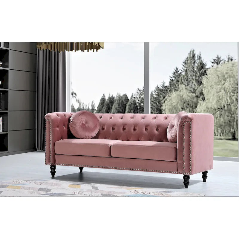 Canapé Chesterfield US Pride Vivian Classic Velvet Kittleson à clous décoratifs
