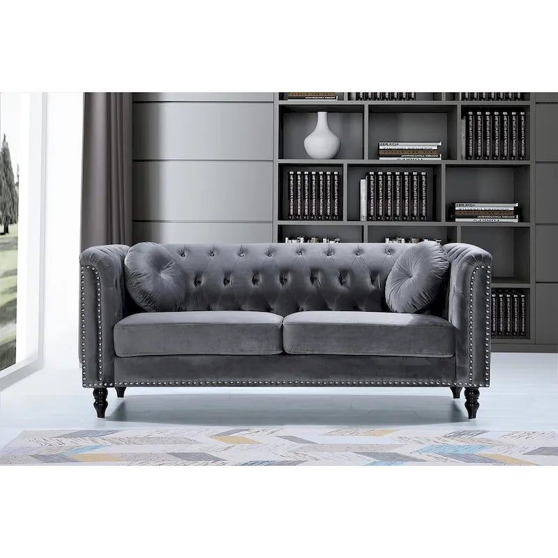 Canapé Chesterfield US Pride Vivian Classic Velvet Kittleson à clous décoratifs