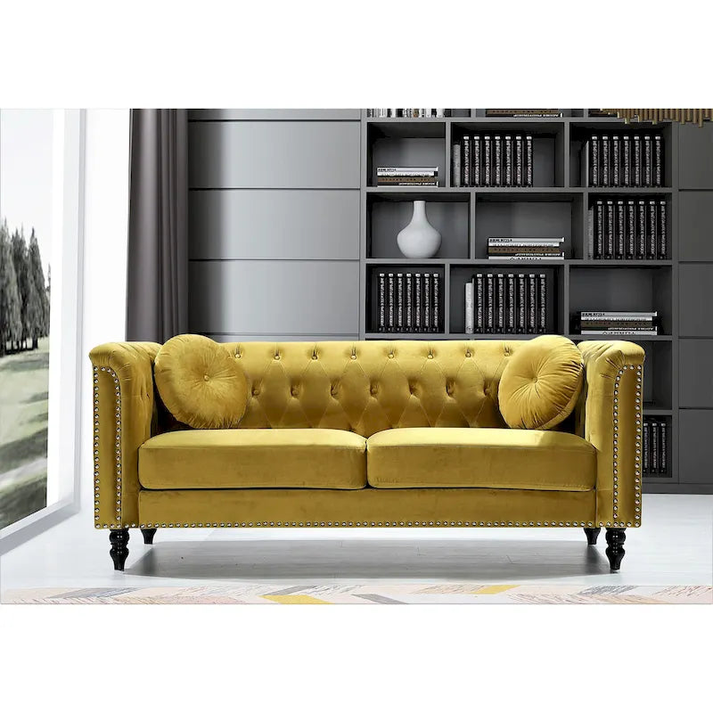 Canapé Chesterfield US Pride Vivian Classic Velvet Kittleson à clous décoratifs