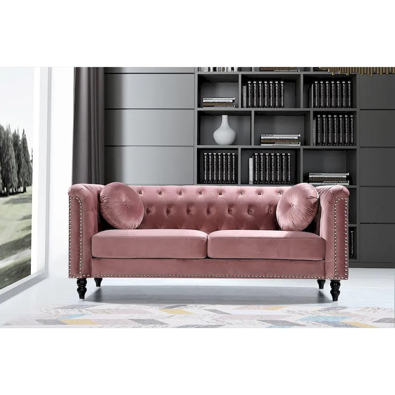 Canapé Chesterfield US Pride Vivian Classic Velvet Kittleson à clous décoratifs