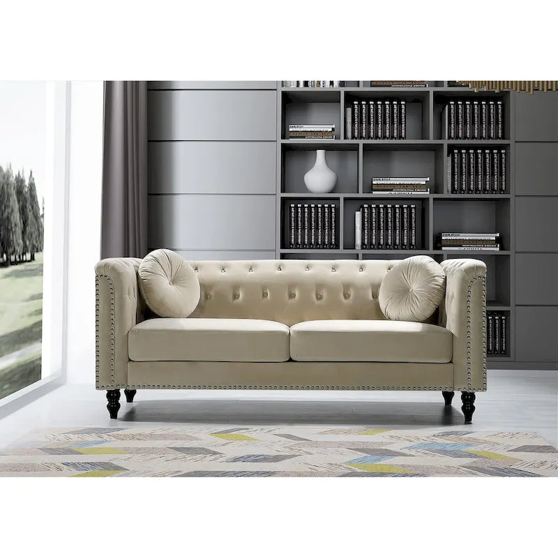 Canapé Chesterfield US Pride Vivian Classic Velvet Kittleson à clous décoratifs