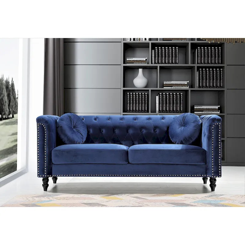 Canapé Chesterfield US Pride Vivian Classic Velvet Kittleson à clous décoratifs