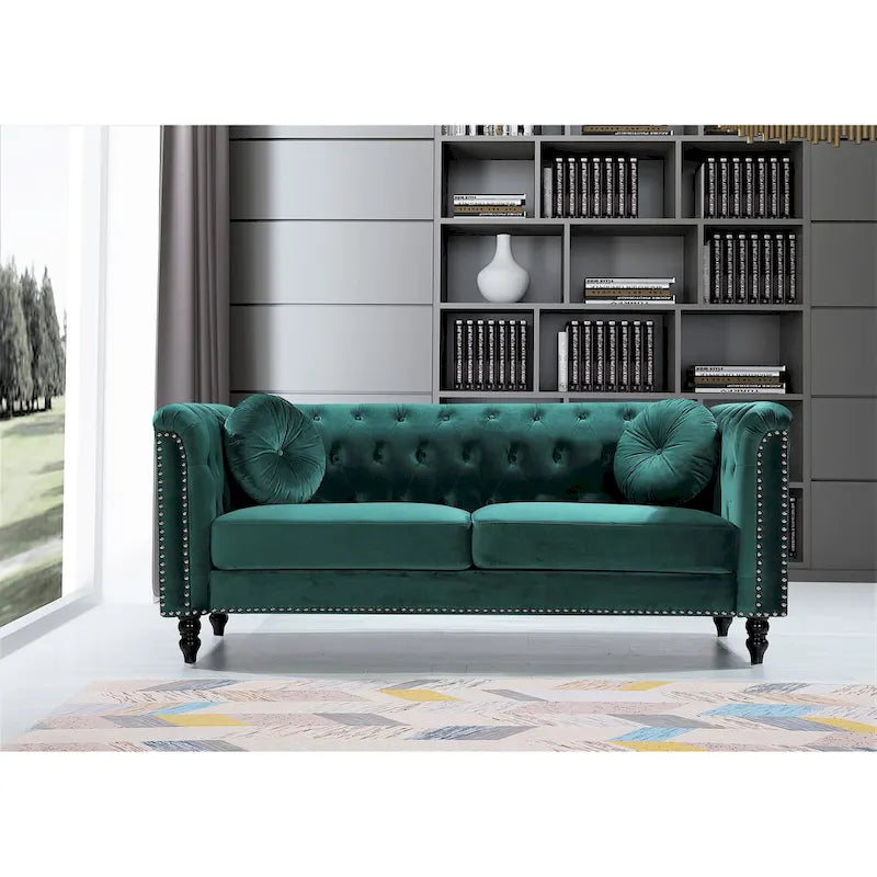 Canapé Chesterfield US Pride Vivian Classic Velvet Kittleson à clous décoratifs
