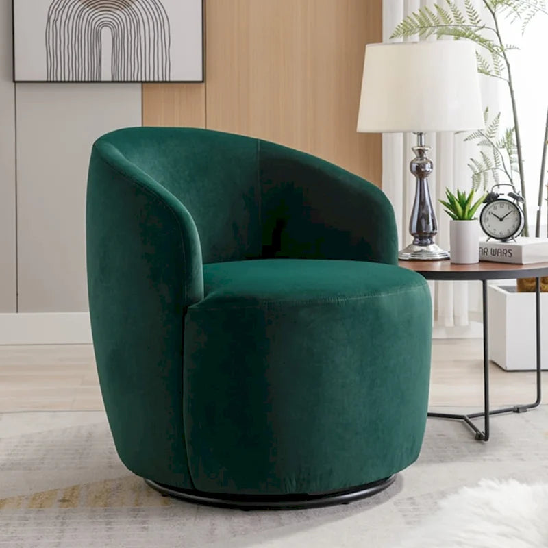 Fauteuil pivotant en velours avec anneau de revêtement en poudre