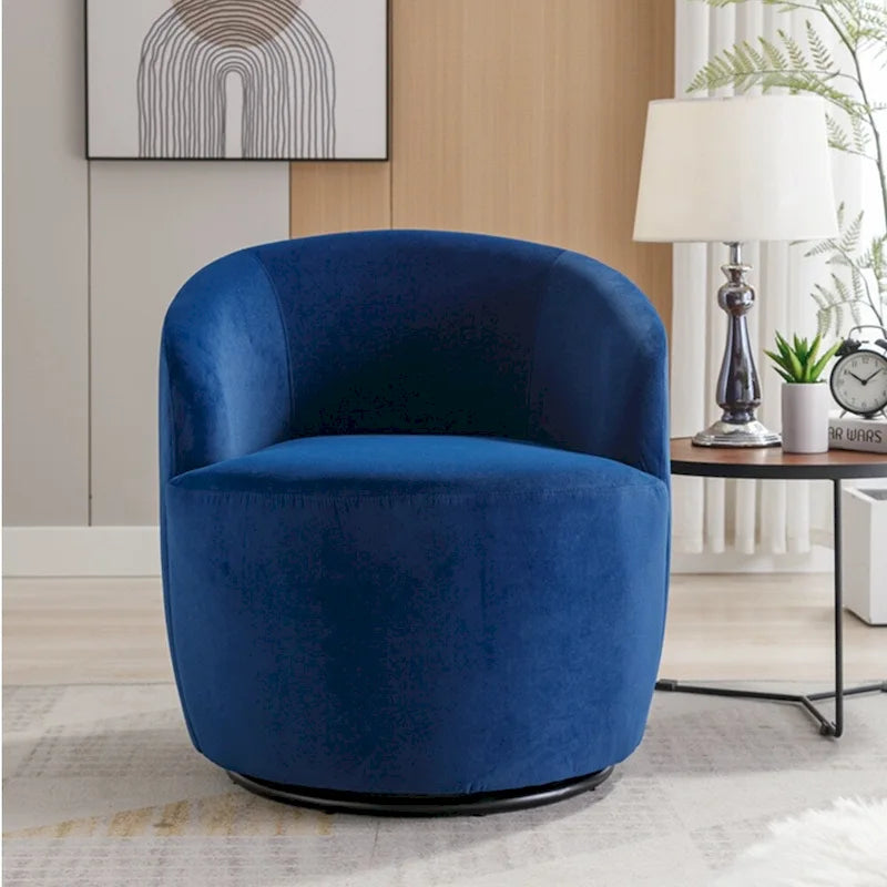 Fauteuil pivotant en velours avec anneau de revêtement en poudre