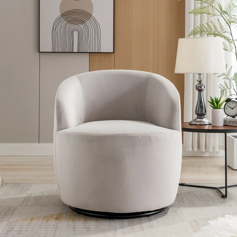 Fauteuil pivotant en velours avec anneau de revêtement en poudre