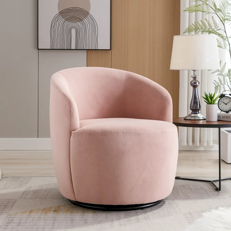 Fauteuil pivotant en velours avec anneau de revêtement en poudre