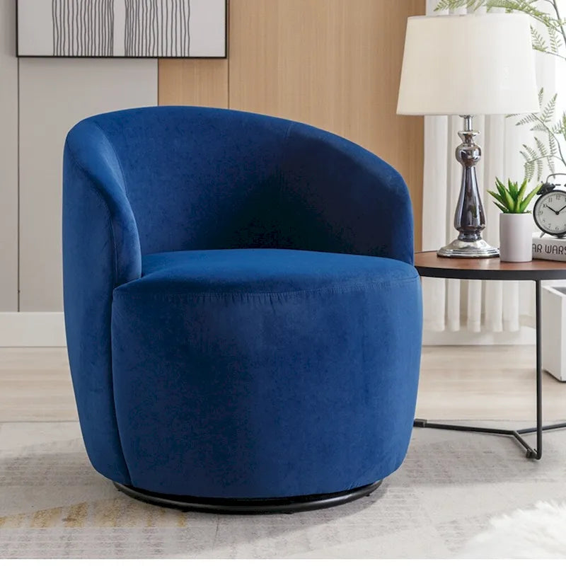Fauteuil pivotant en velours avec anneau de revêtement en poudre