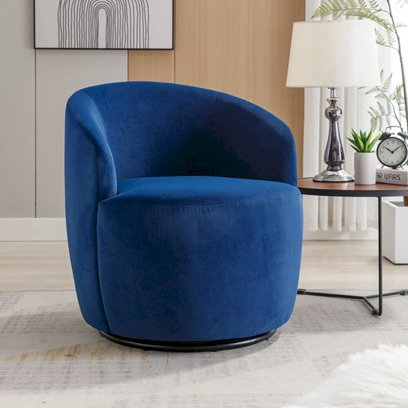 Fauteuil pivotant en velours avec anneau de revêtement en poudre