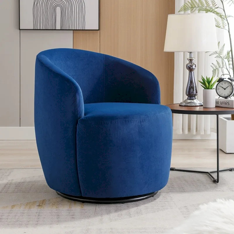 Fauteuil pivotant en velours avec anneau de revêtement en poudre