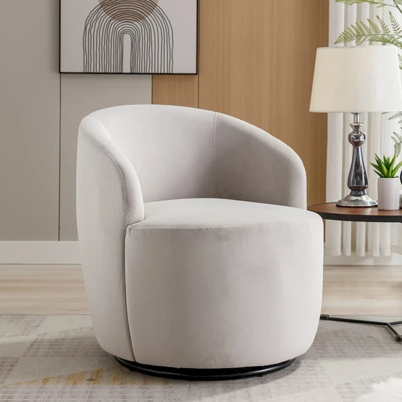 Fauteuil pivotant en velours avec anneau de revêtement en poudre